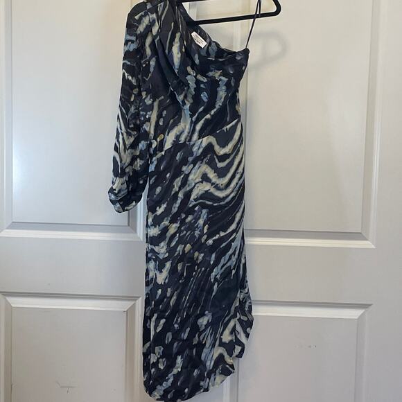 & Other Stories One Shoulder Tie Dye Dress - Women Size 6 - Blue - Picture 1 of 6